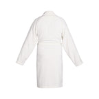 Plain - Velvet Cotton Bathrobe With Shawl Collar - White