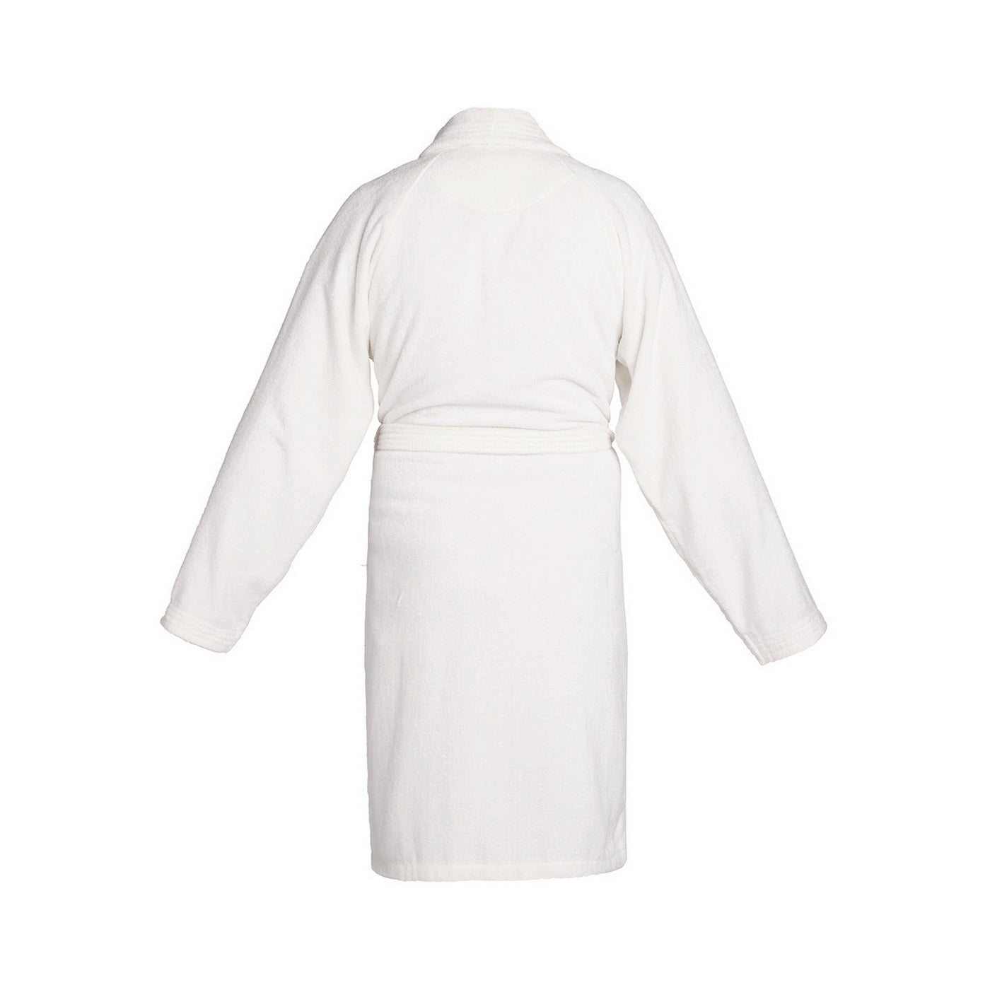 Plain - Velvet Cotton Bathrobe With Shawl Collar - White