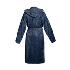 Uni - Peignoir Coton Velours Avec Capuche - Bleu Foncé