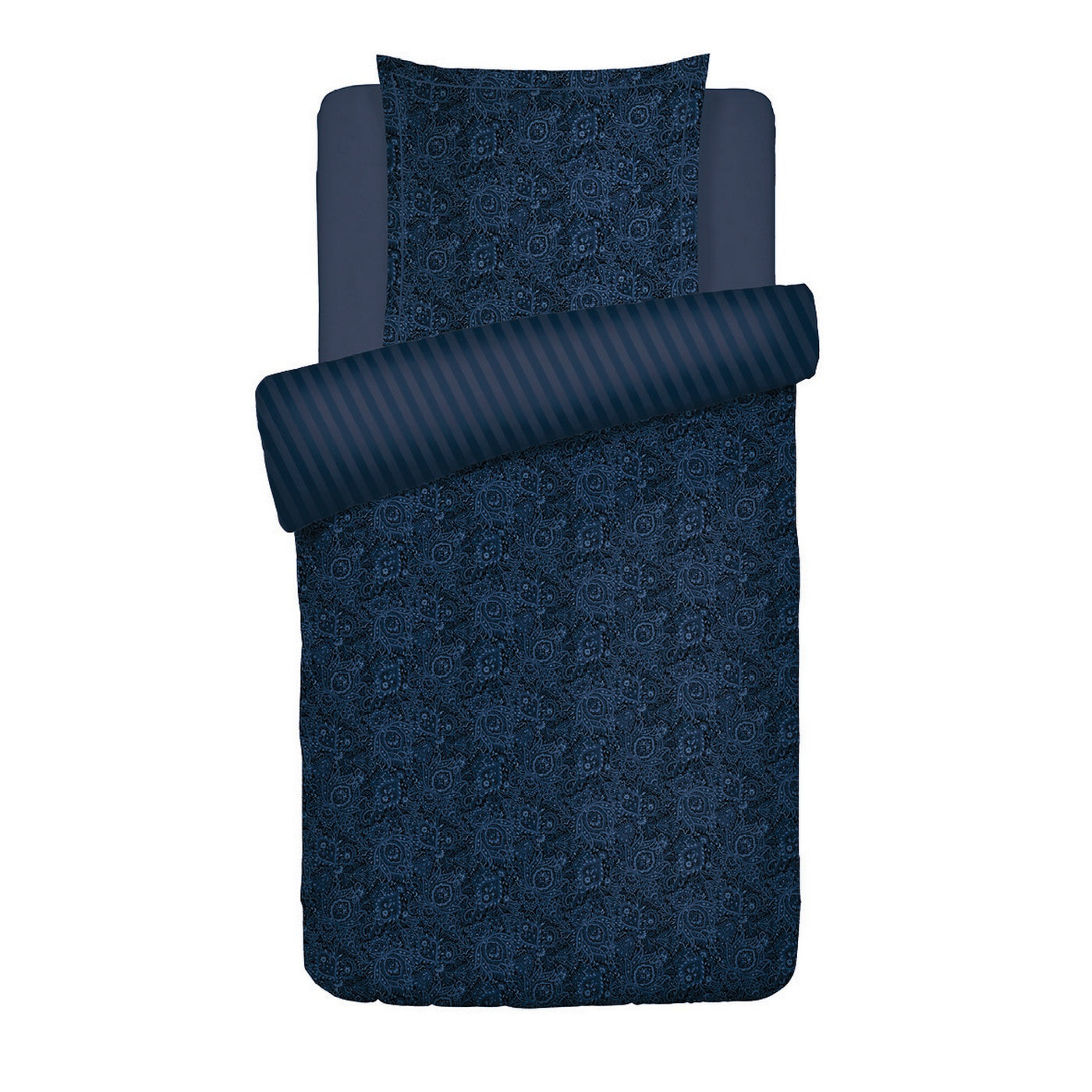 Eclipse Fleuri - Duvet Cover + 1 Or 2 Pillowcase(s) - Cotton Satin - Blue