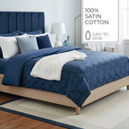 Eclipse Fleuri - Duvet Cover + 1 Or 2 Pillowcase(s) - Cotton Satin - Blue