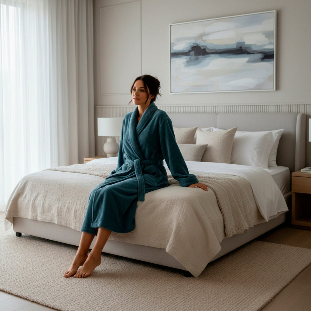 Polyester Dressing Gown - Blue
