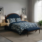 Blue Baroque - Duvet Cover + 1 Or 2 Pillowcase(s) - Cotton Satin - Dark Blue