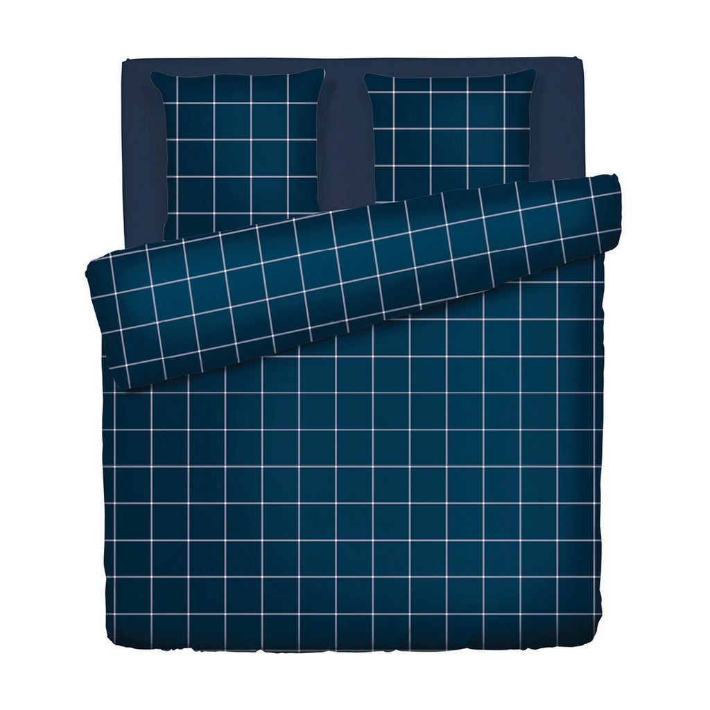 Aurélie - Funda nórdica + 1 o 2 fundas de almohada - Satén de algodón - Azul oscuro