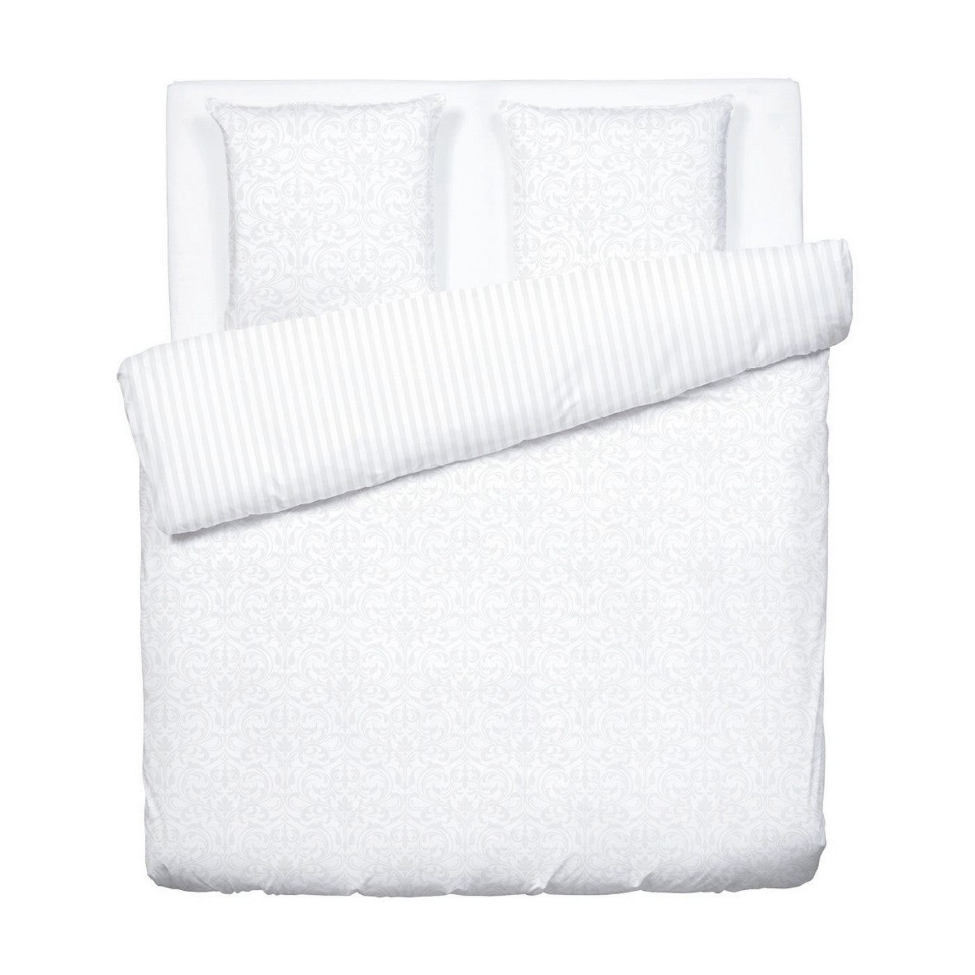 Dentelle Royale - Duvet Cover + 1 Or 2 Pillowcase(s) - Jacquard Woven Cotton Satin - White