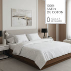 Dentelle Royale - Duvet Cover + 1 Or 2 Pillowcase(s) - Jacquard Woven Cotton Satin - White