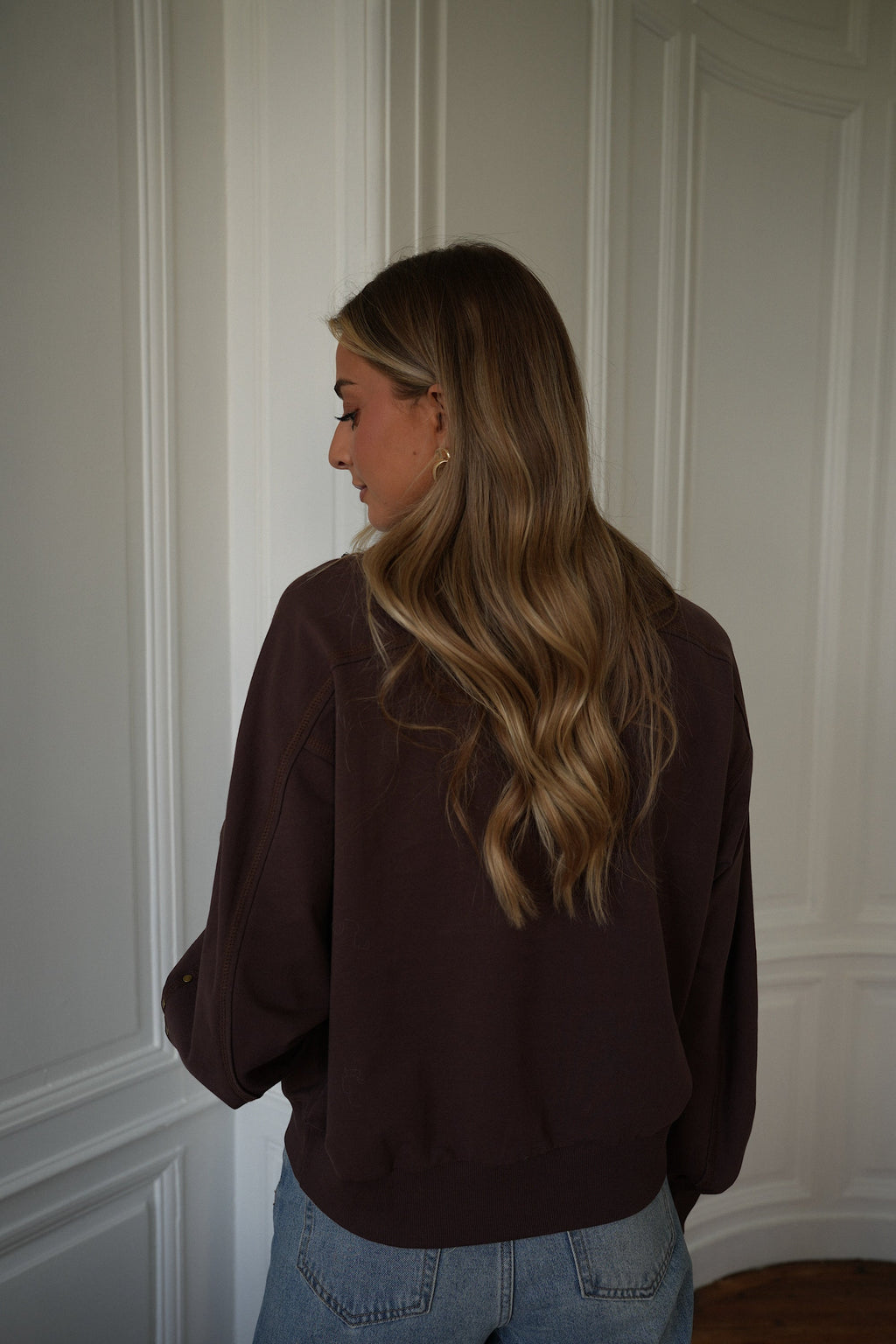 Victoria Studded Sweatshirt - Chocolate