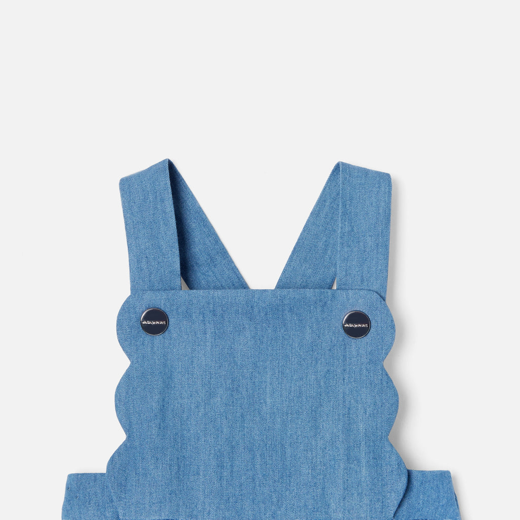 Salopette lunga - Denim scuro - Bambina