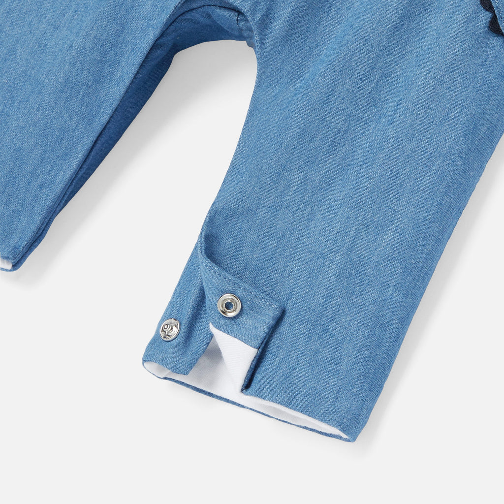 Salopette lunga - Denim scuro - Bambina