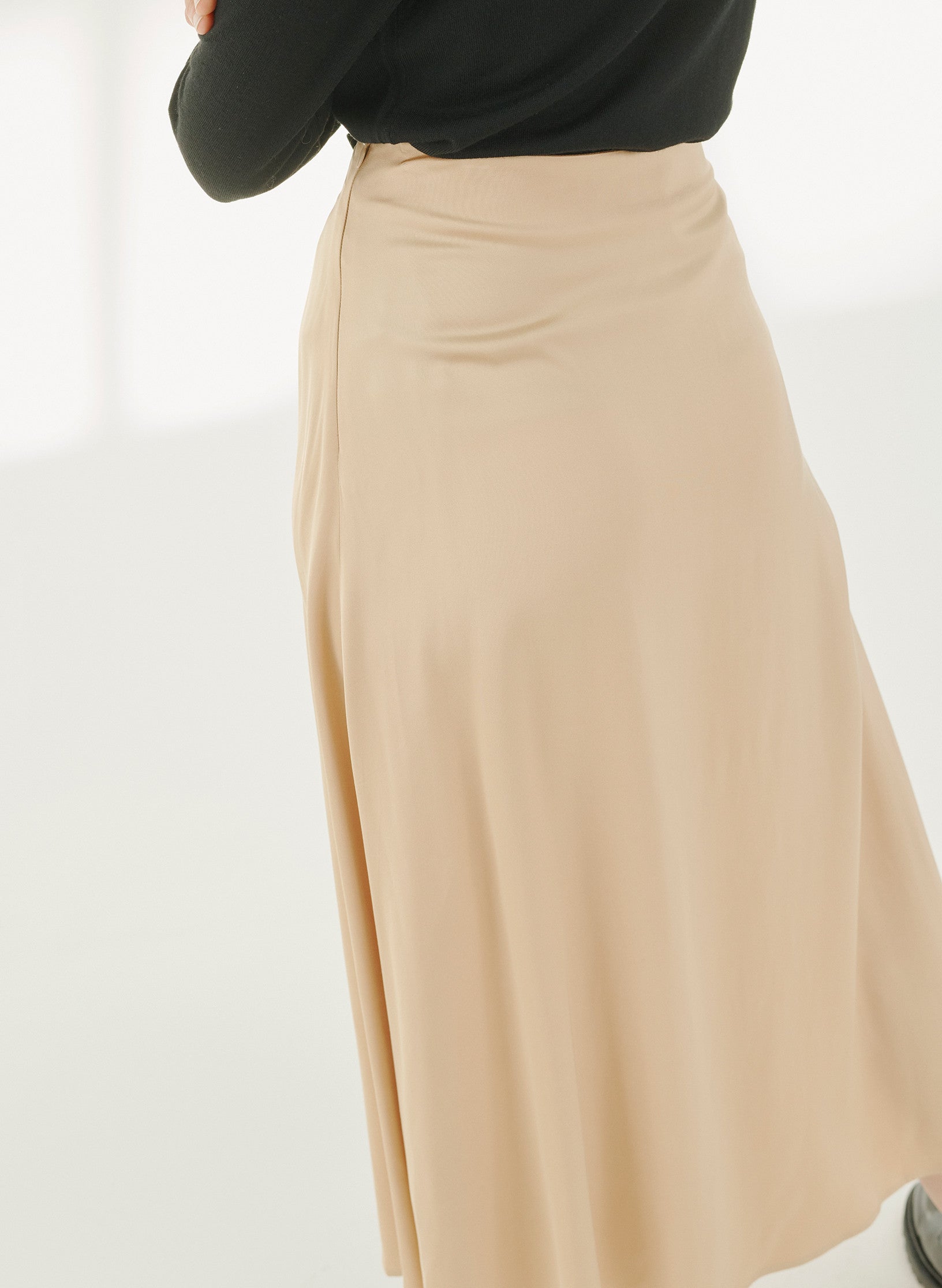 Maison Standards - Long Satin Skirt - Ecru - Women