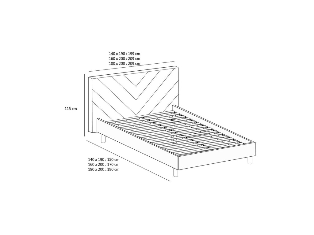 Romane - Bed With Solid Slats - Velvet Fabric