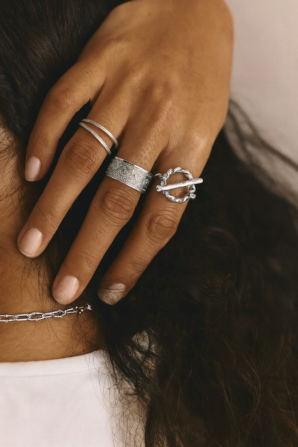 Palladium-Plated Diane Ring