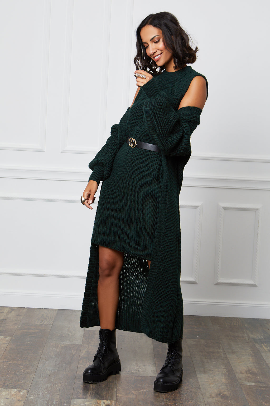 Cárdigan y vestido - Verde