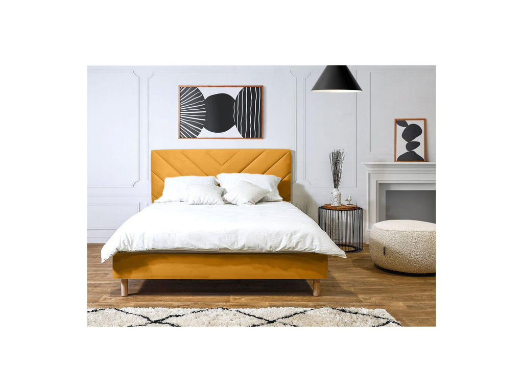 Romane - Bed With Solid Slats - Velvet Fabric