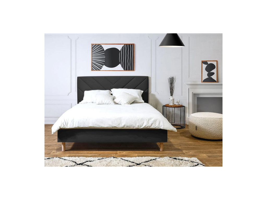Romane - Bed With Solid Slats - Velvet Fabric