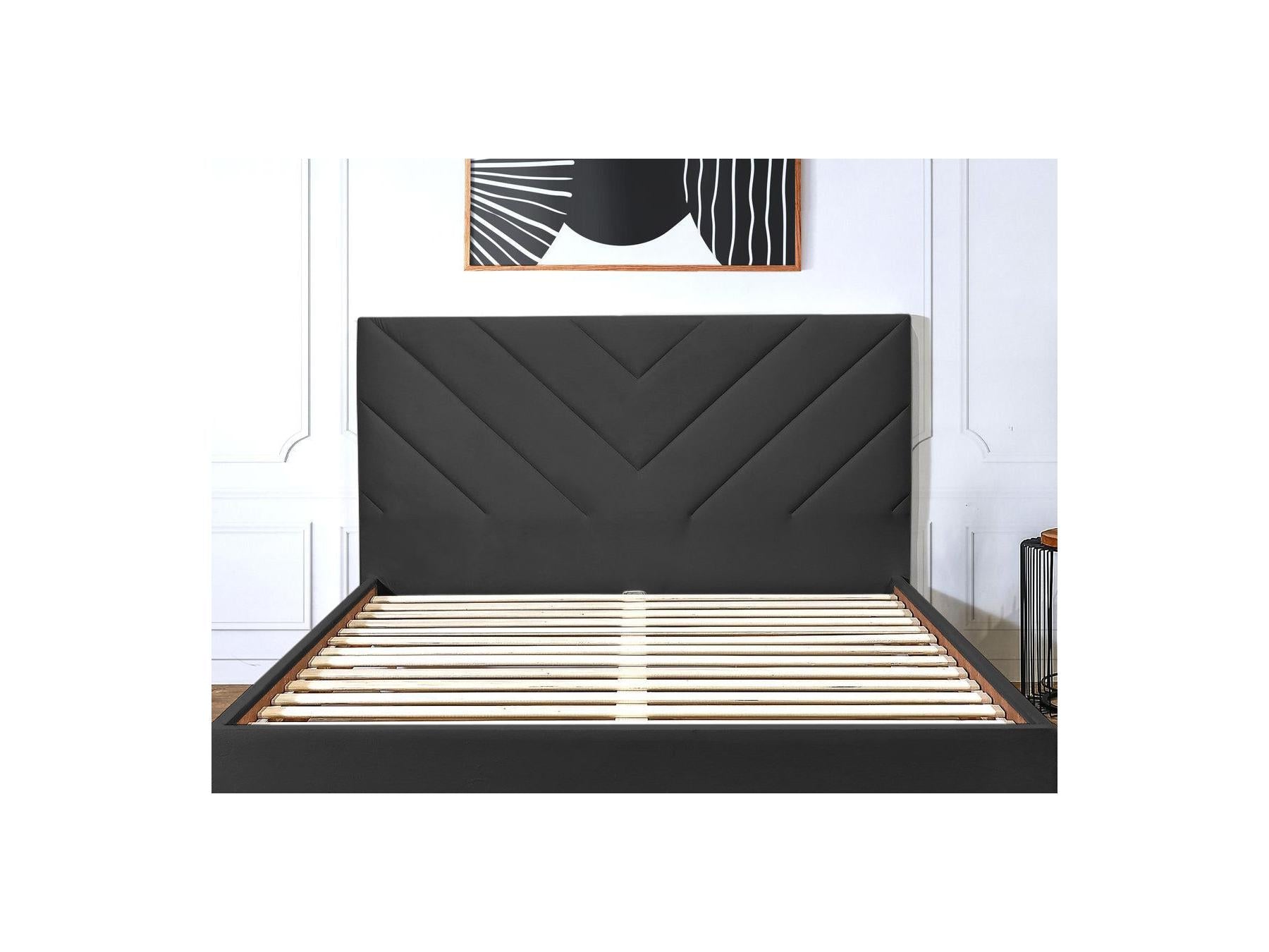 Romane - Bed With Solid Slats - Velvet Fabric