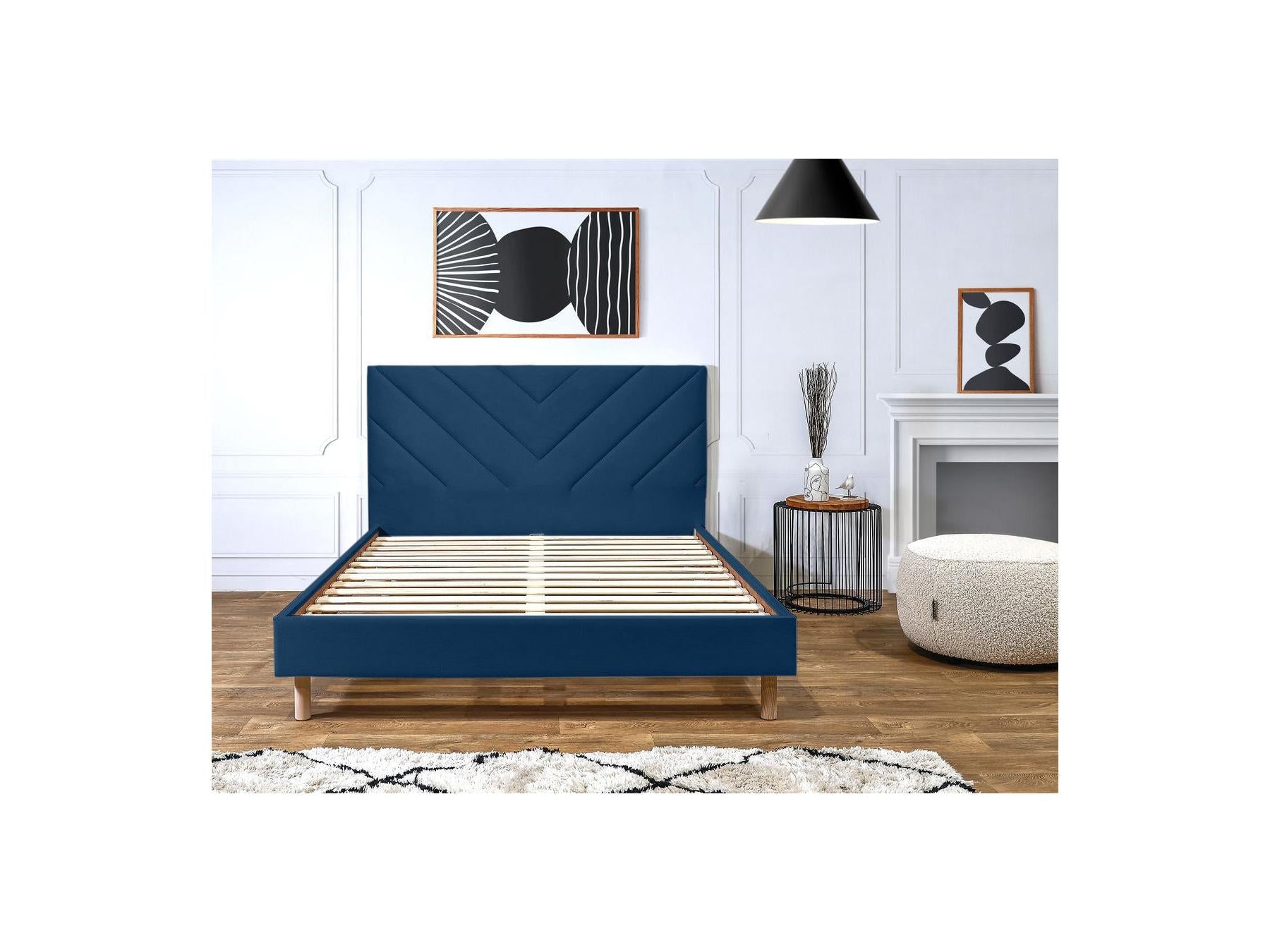 Romane - Bed With Solid Slats - Velvet Fabric