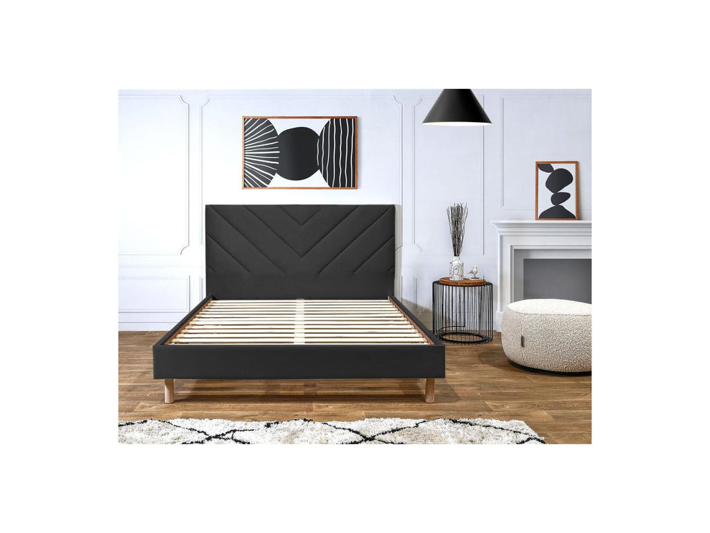 Romane - Bed With Solid Slats - Velvet Fabric