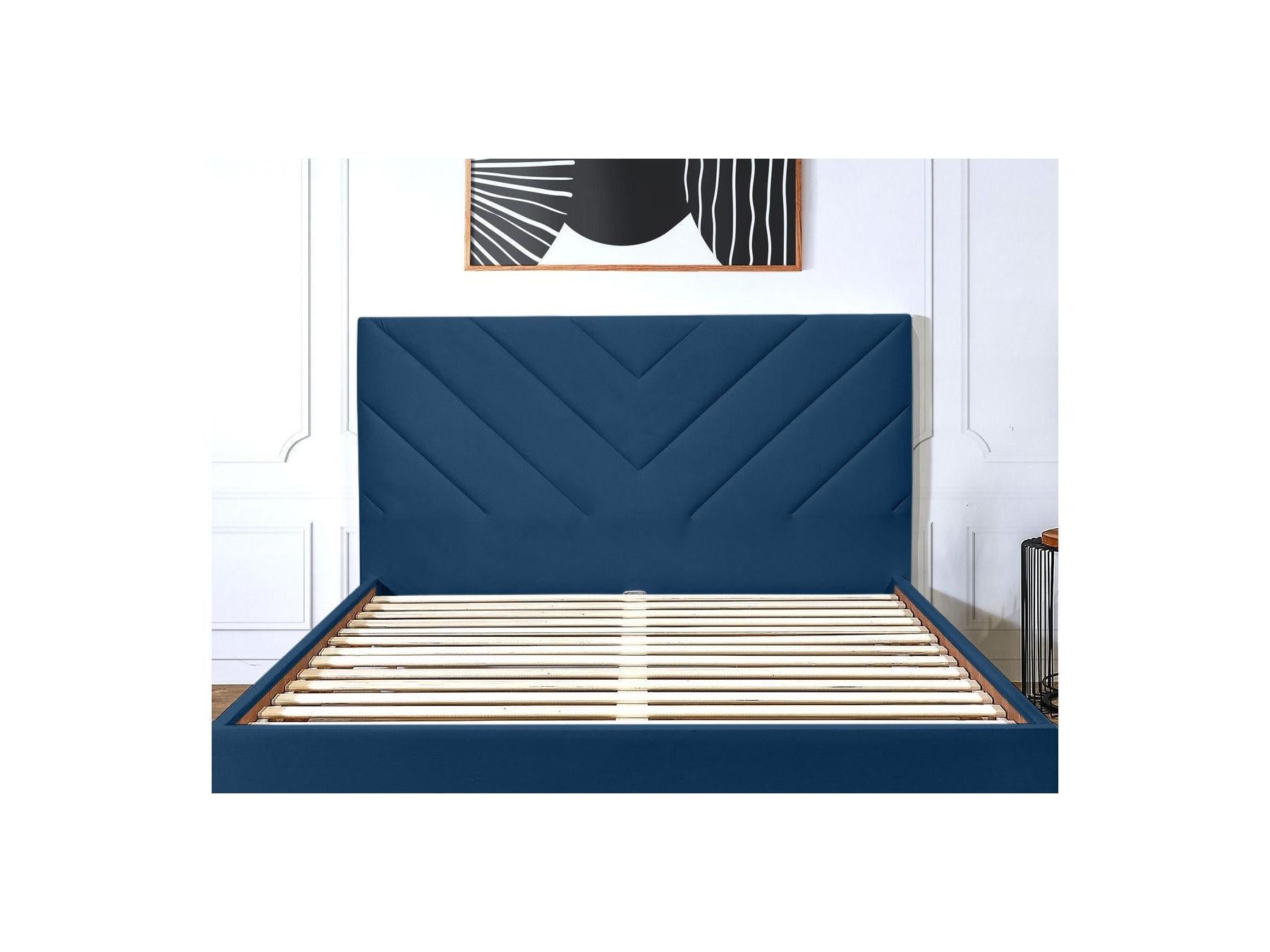 Romane - Bed With Solid Slats - Velvet Fabric