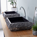 Scrula Slim - Lavabo rectangular - Mármol - Negro