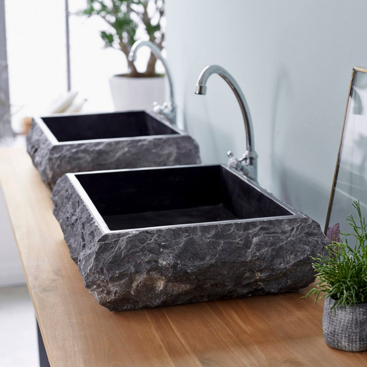 Scrula Slim - Lavabo rectangular - Mármol - Negro