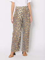 Printed Wide Leg Jeans - Leopard