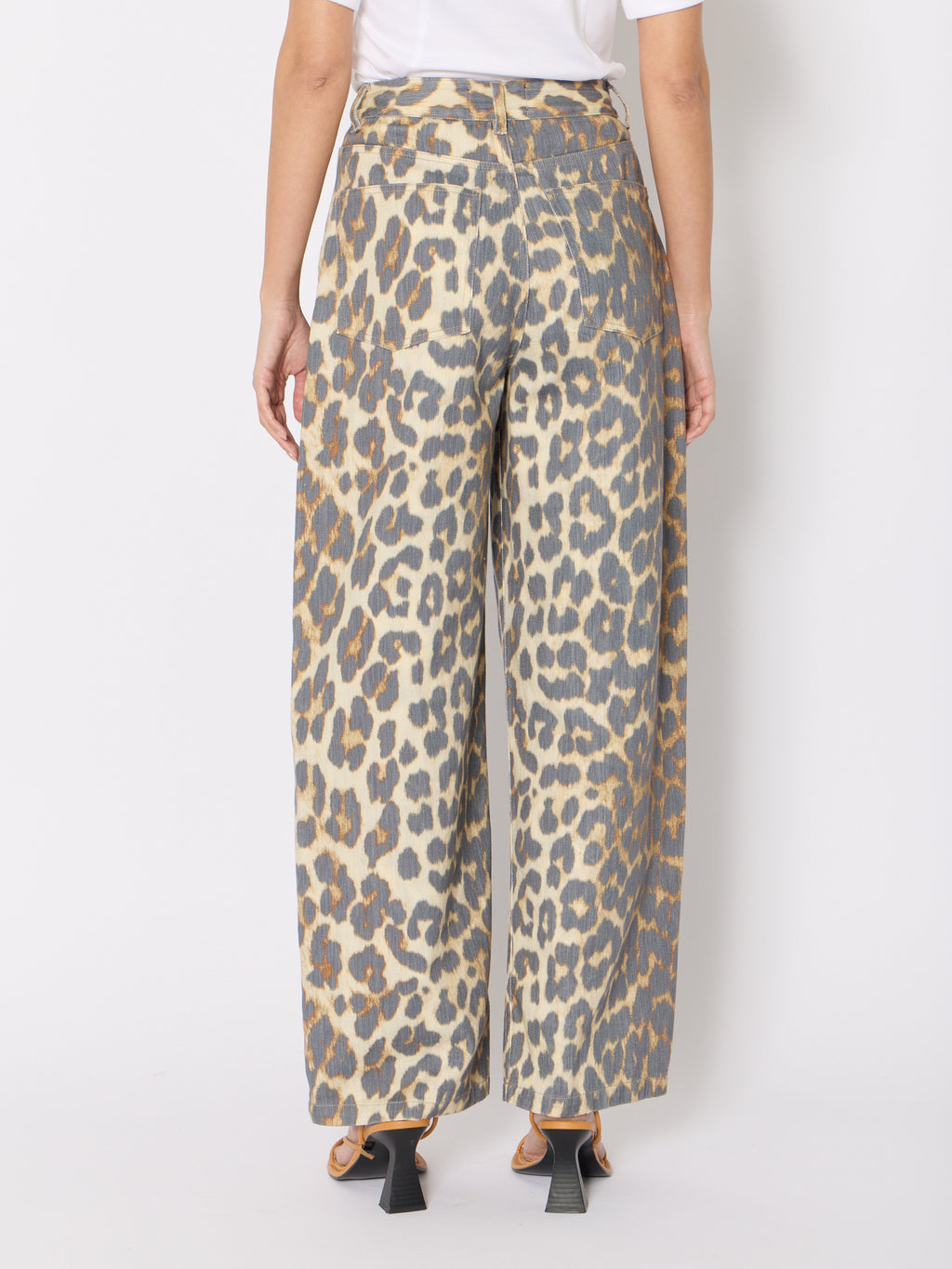 Printed Wide Leg Jeans - Leopard