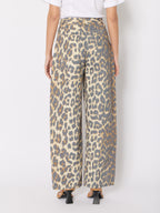 Printed Wide Leg Jeans - Leopard