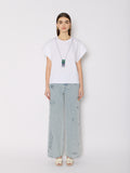 Tshirt With Pearl Necklace - White