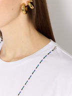 Tshirt With Pearl Necklace - White