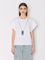 Tshirt With Pearl Necklace - White
