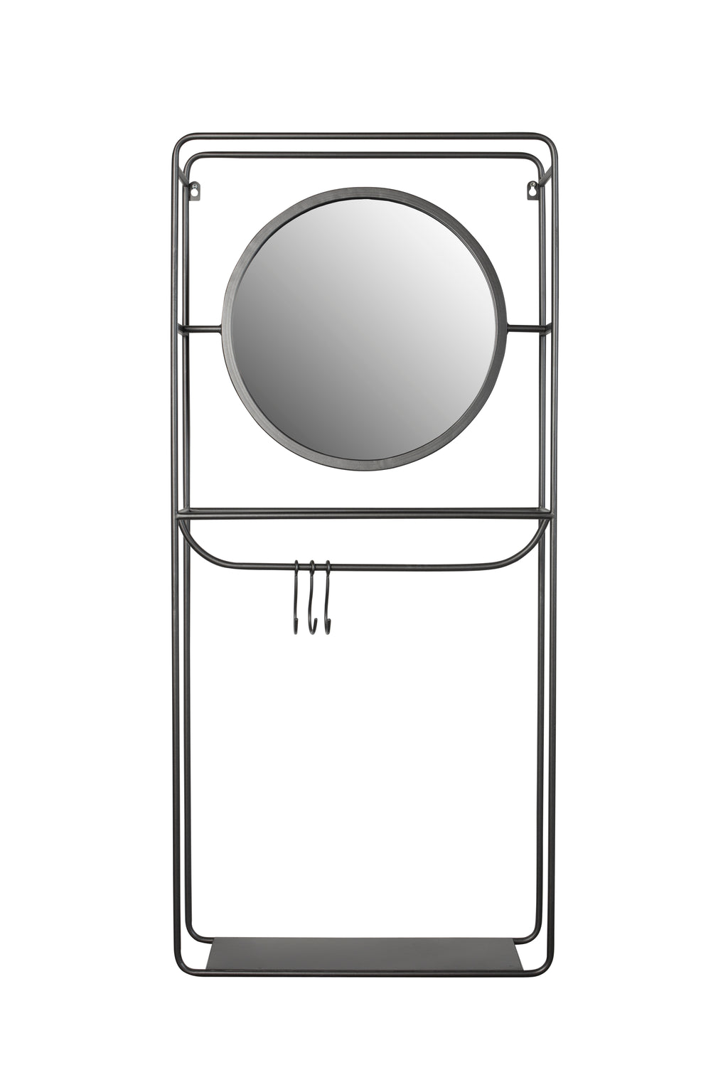 Portemanteau Miroir Duco - Décoration Murale - Acier - Noir