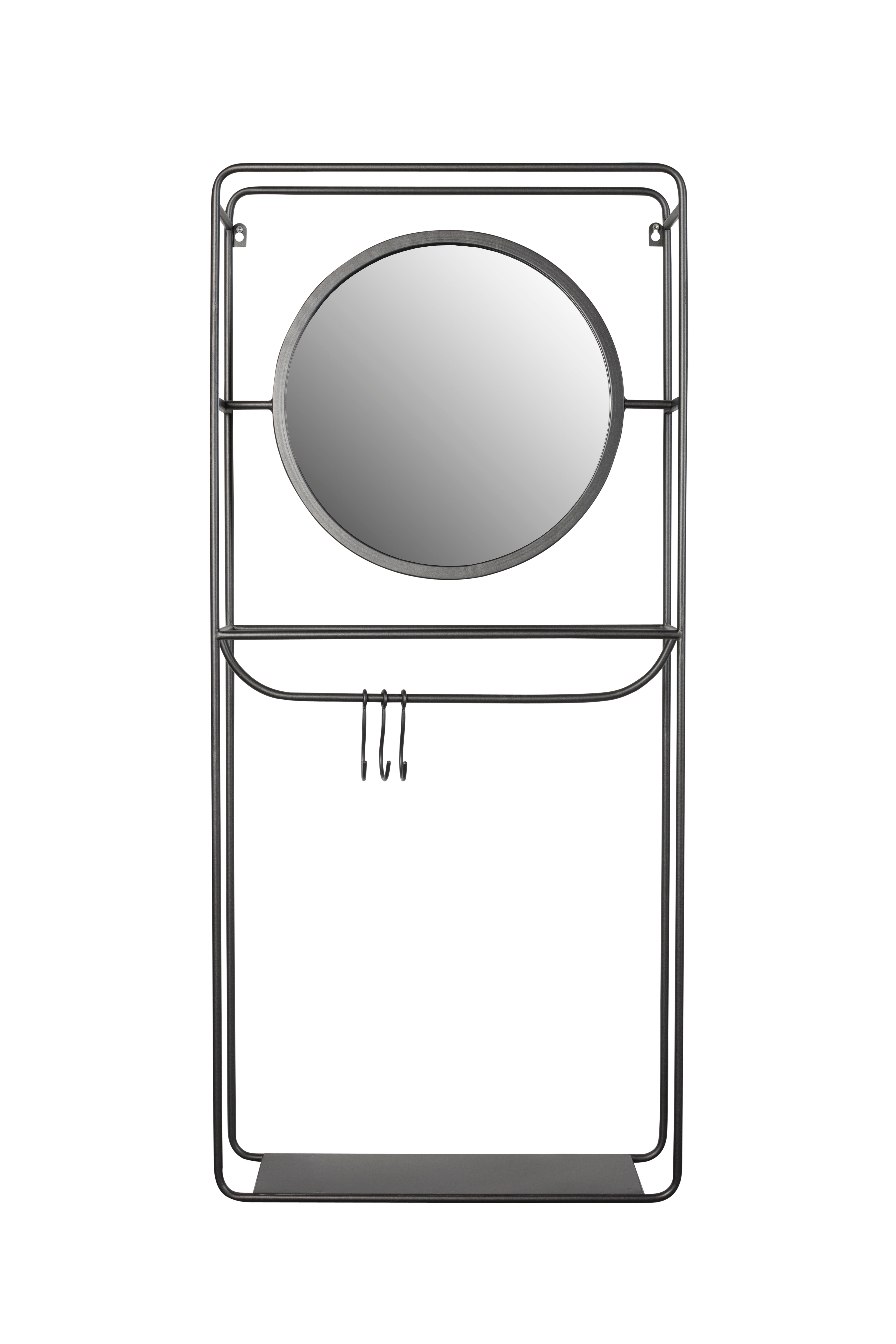 Portemanteau Miroir Duco - Décoration Murale - Acier - Noir