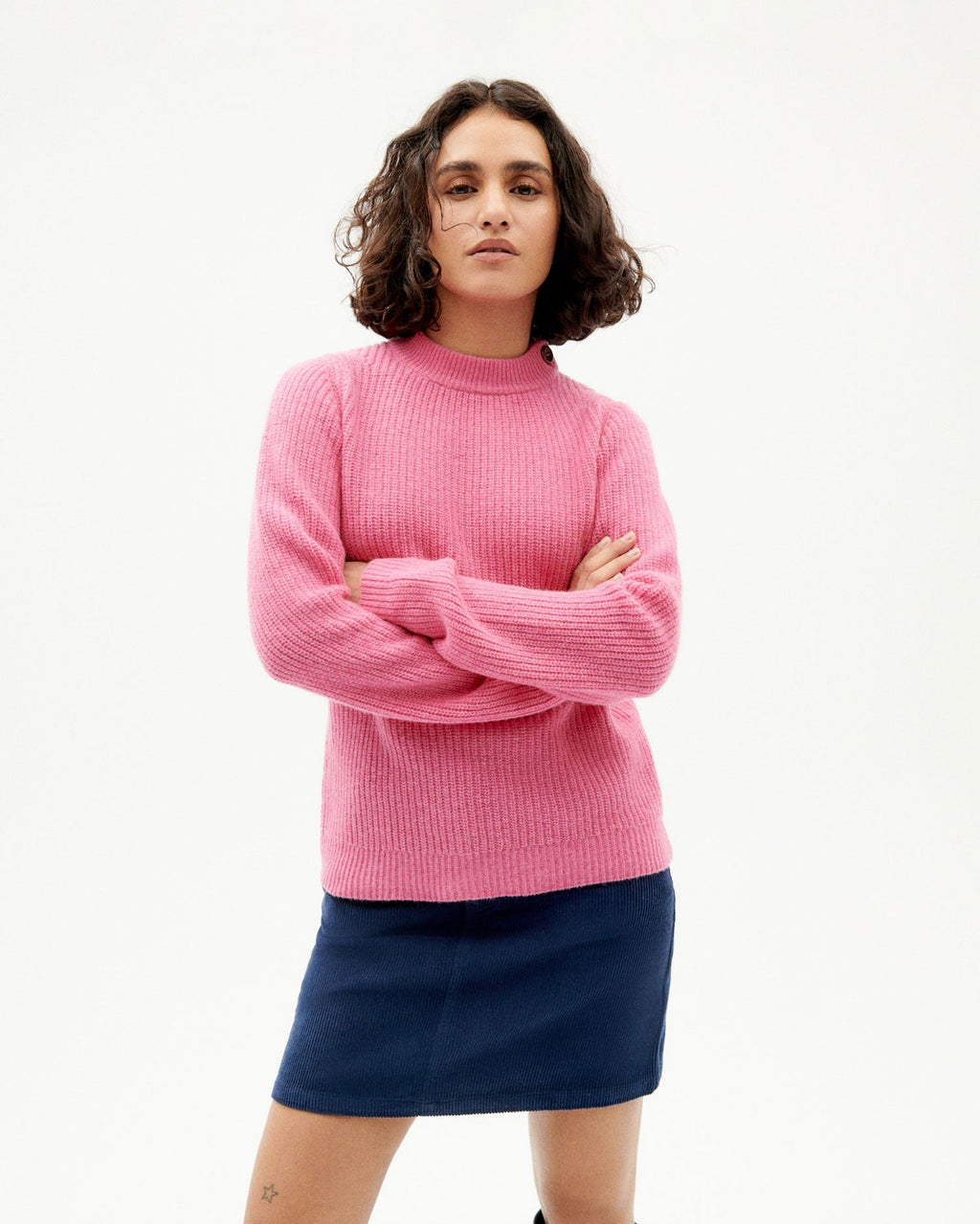 Marsha Blue Checked Velvet Skirt