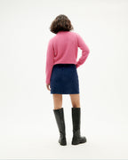 Marsha Blue Checked Velvet Skirt
