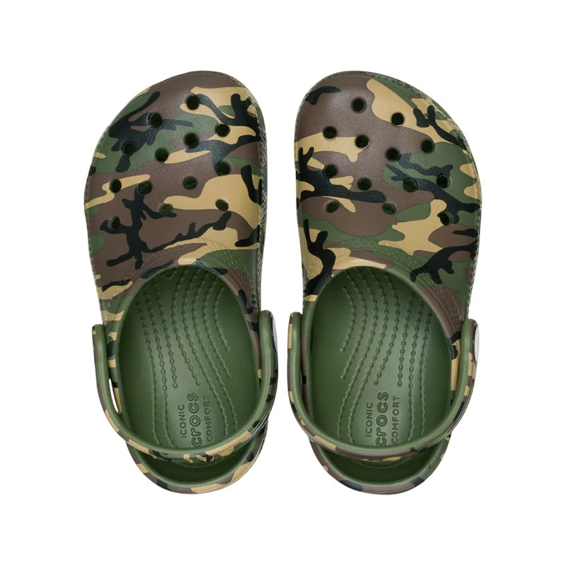 Zuecos Crocs Classic Camuflaje Clog Niños - Verde Ejército, Multi