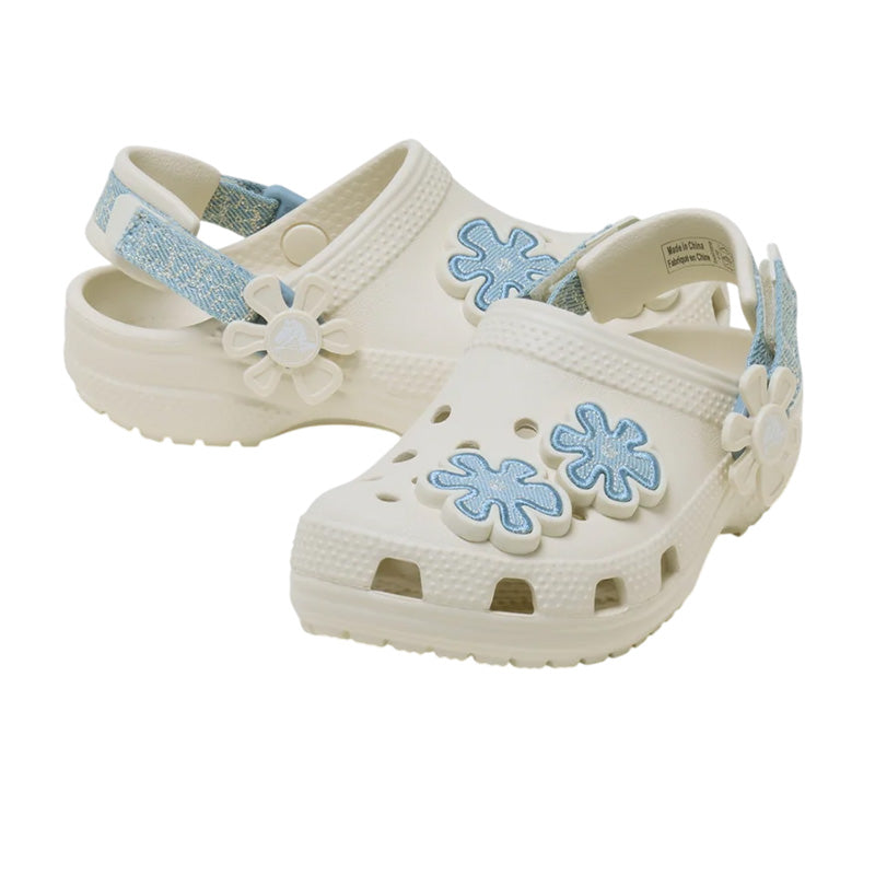 Zuecos Niños Crocs Classic Dnm Flower Adj Backstrap - Summit White