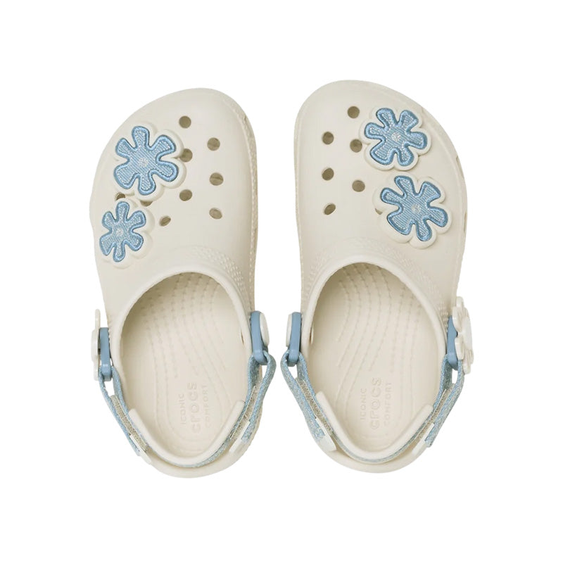 Zuecos Niños Crocs Classic Dnm Flower Adj Backstrap - Summit White