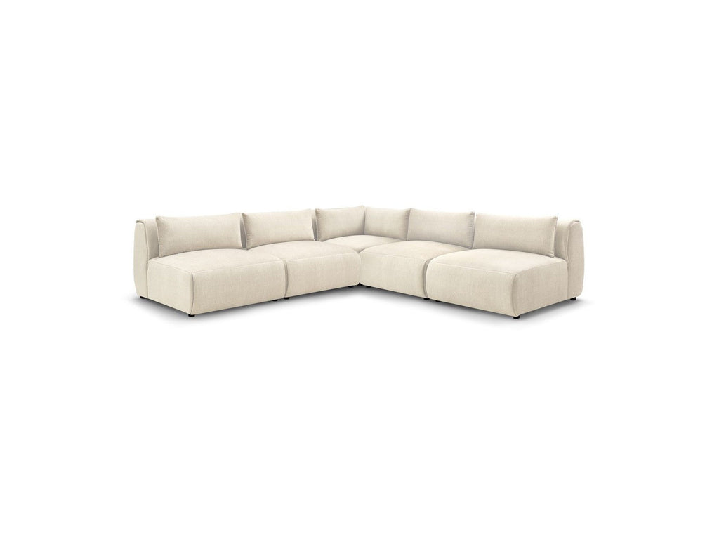 Jeanne - Canapé D'Angle Fixe Modulable - Tissu Velours Avec 4 Chauffeuses Et 1 Angle