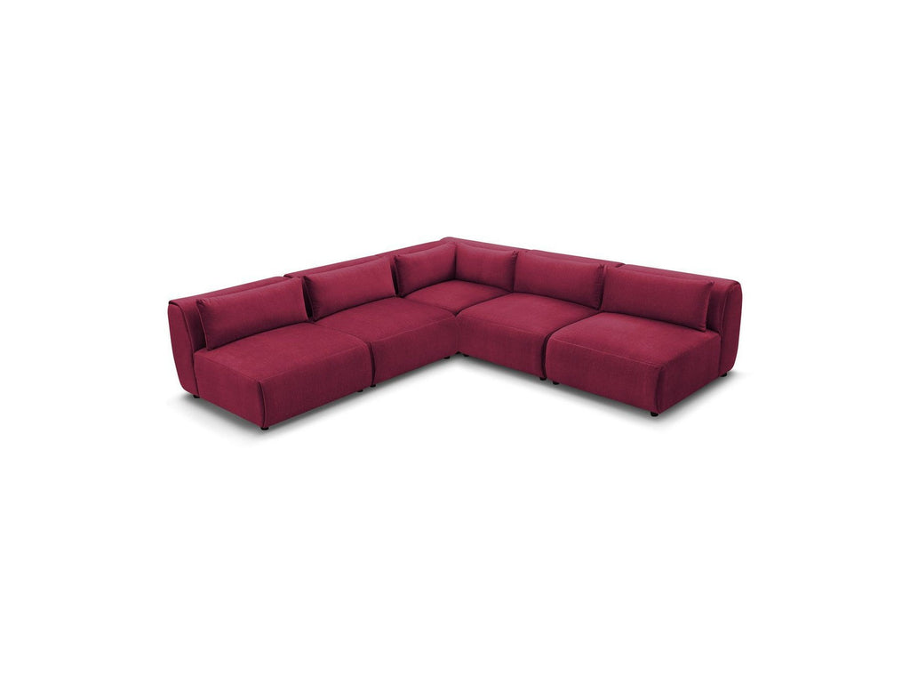 Jeanne - Canapé D'Angle Fixe Modulable - Tissu Velours Avec 4 Chauffeuses Et 1 Angle