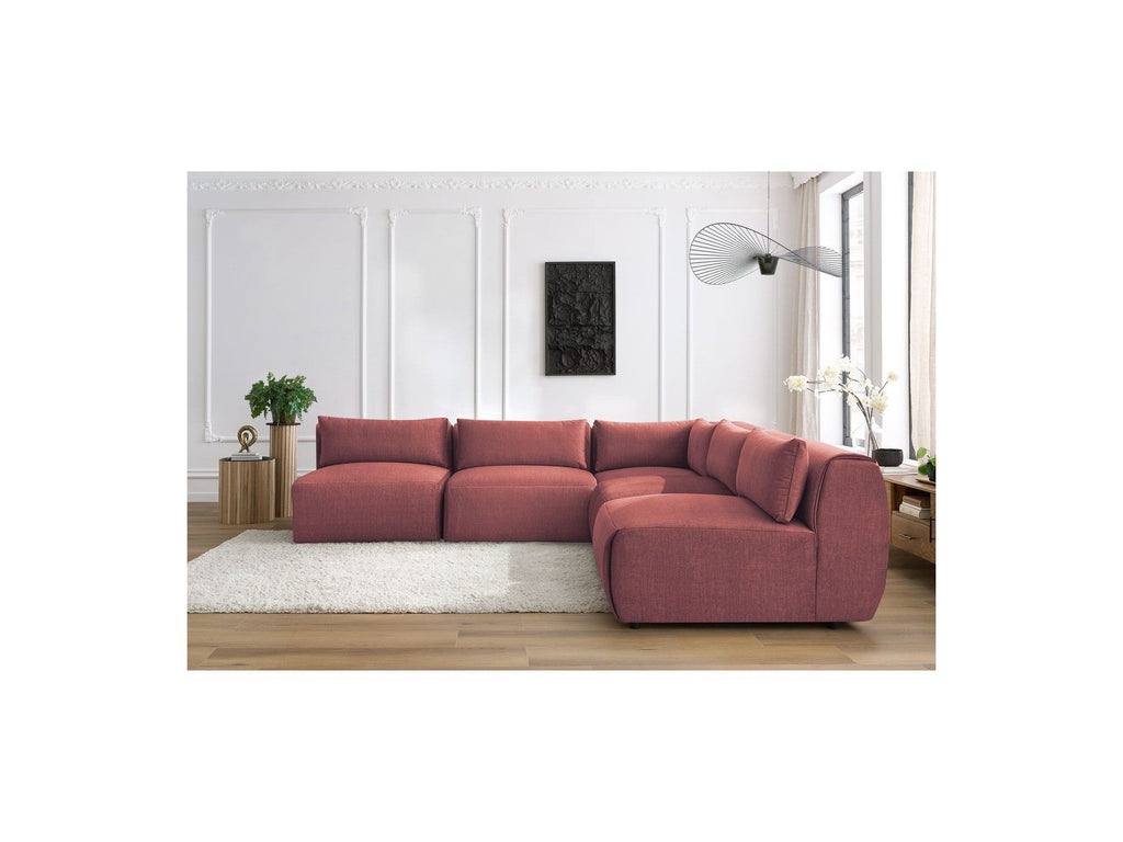 Jeanne - Canapé D'Angle Fixe Modulable - Tissu Velours Avec 4 Chauffeuses Et 1 Angle