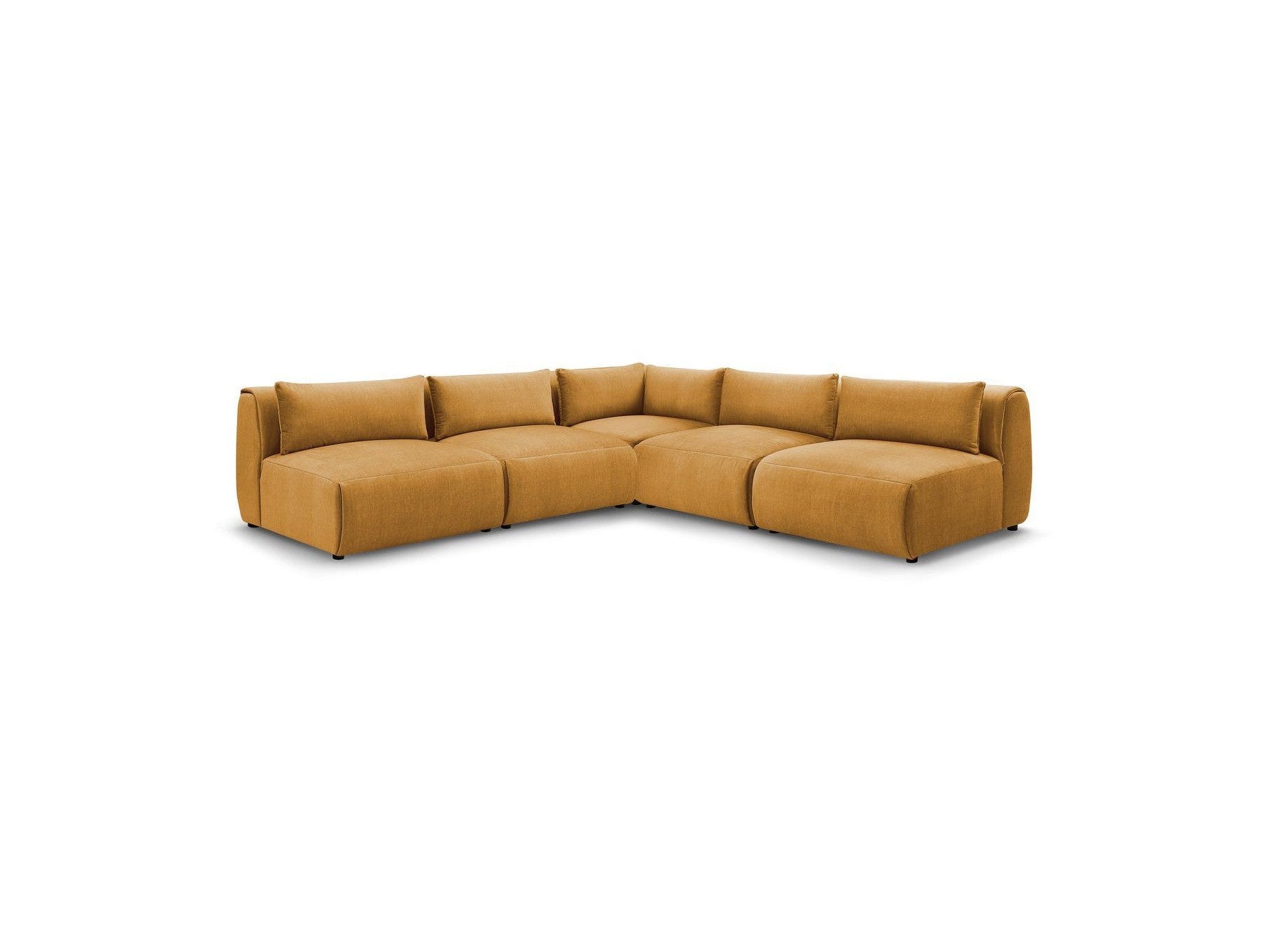 Jeanne - Canapé D'Angle Fixe Modulable - Tissu Velours Avec 4 Chauffeuses Et 1 Angle