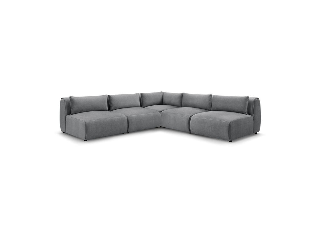 Jeanne - Canapé D'Angle Fixe Modulable - Tissu Velours Avec 4 Chauffeuses Et 1 Angle