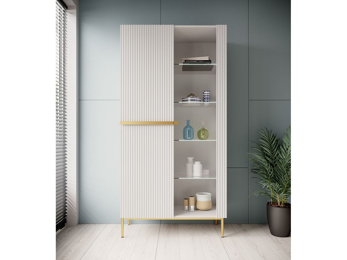 Kasha - 2-Door Display Cabinet - Gold Legs