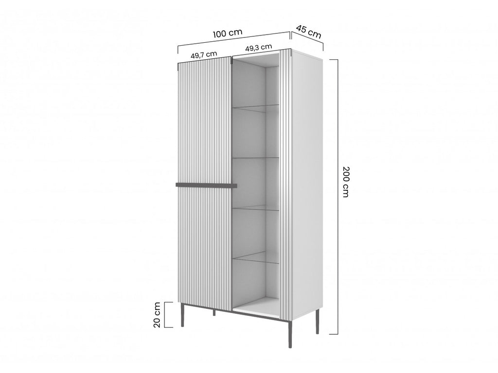 Meuble Vitrine 2 Portes - Kasha - Pieds Noir