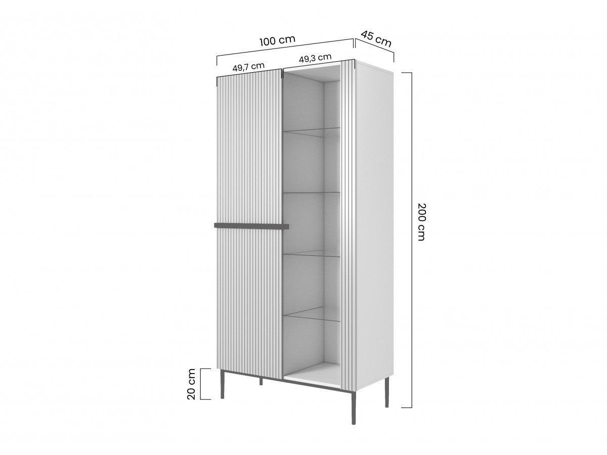 Meuble Vitrine 2 Portes - Kasha - Pieds Noir