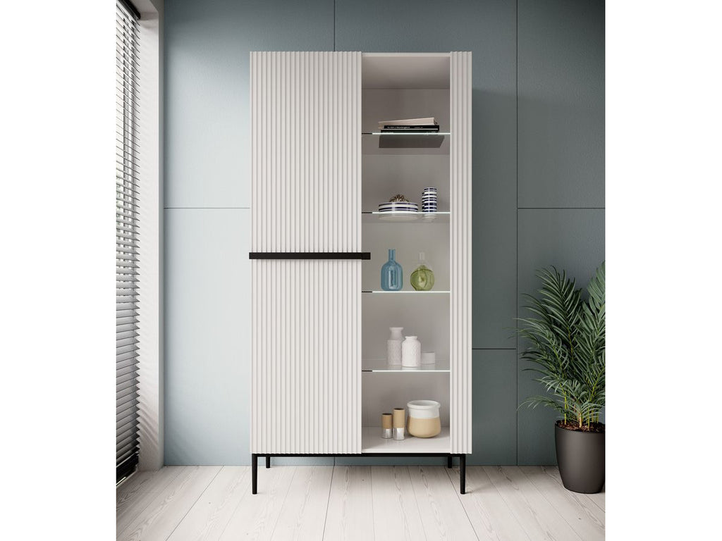 Kasha - 2-Door Display Cabinet - Black Legs