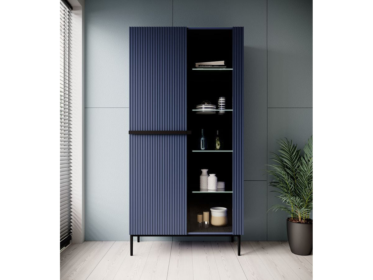 Meuble Vitrine 2 Portes - Kasha - Pieds Noir