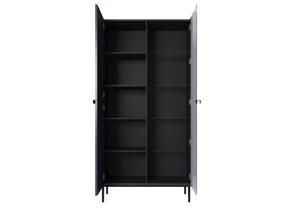 Meuble Vitrine 2 Portes - Kasha - Pieds Noir