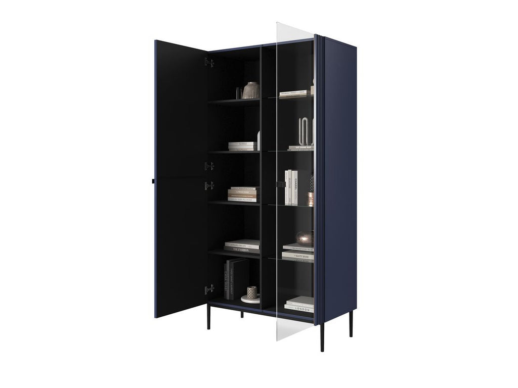 Meuble Vitrine 2 Portes - Kasha - Pieds Noir